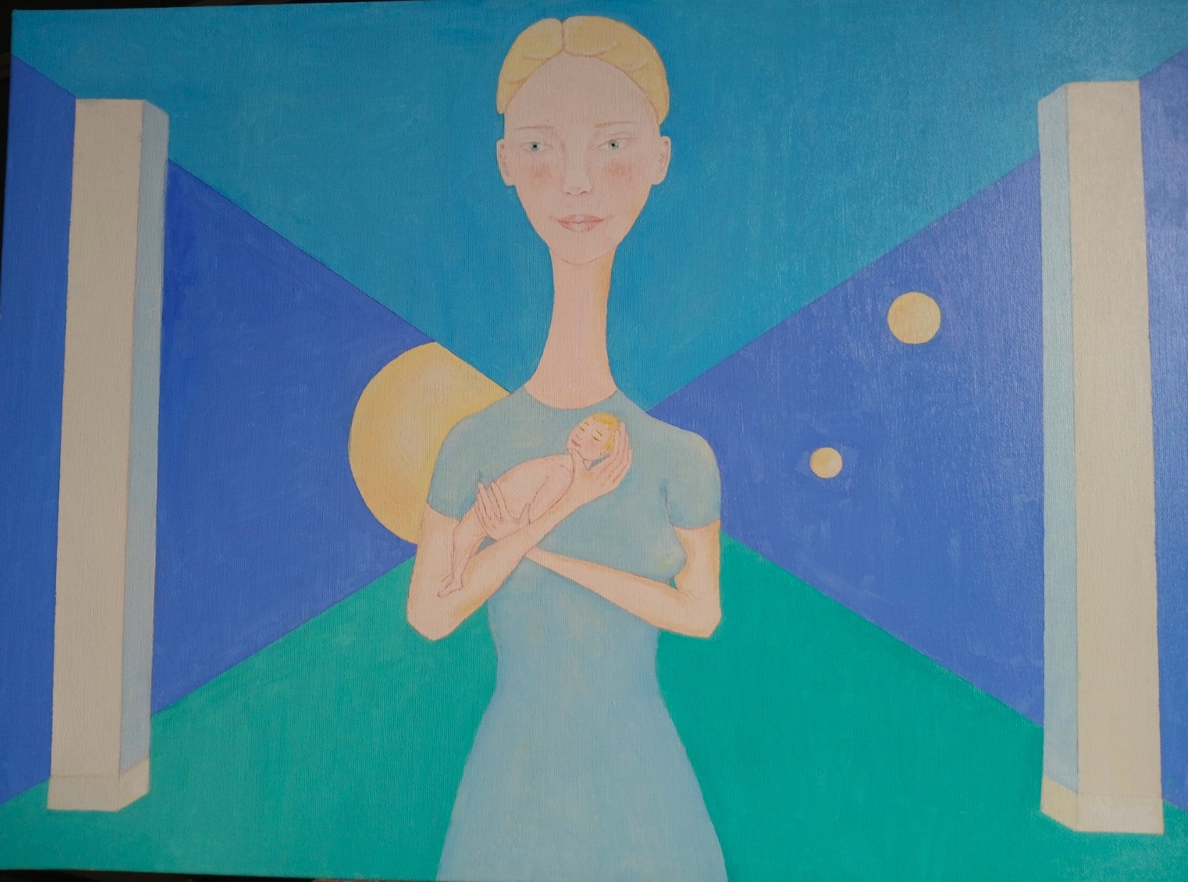 Casual meeting among the stars with a mother and her newborn