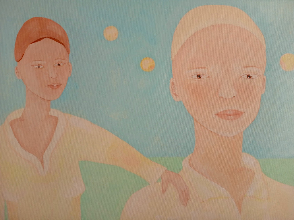 Woman and his son in front to the Andromeda's sky