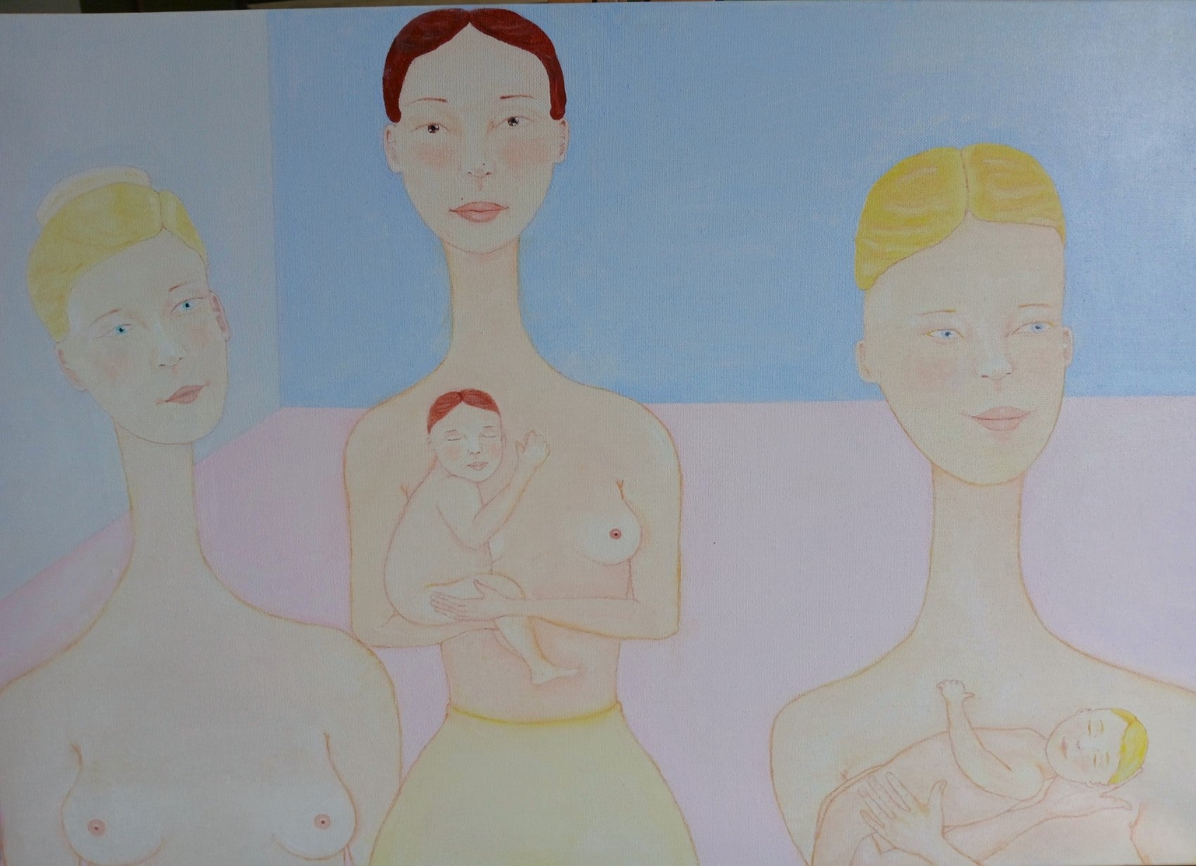 Ayu with her newborn and other mothers