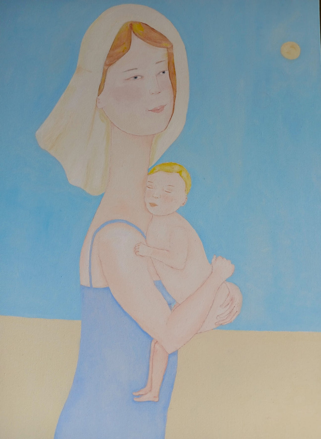 Young mother and her child on Andromeda Galaxy