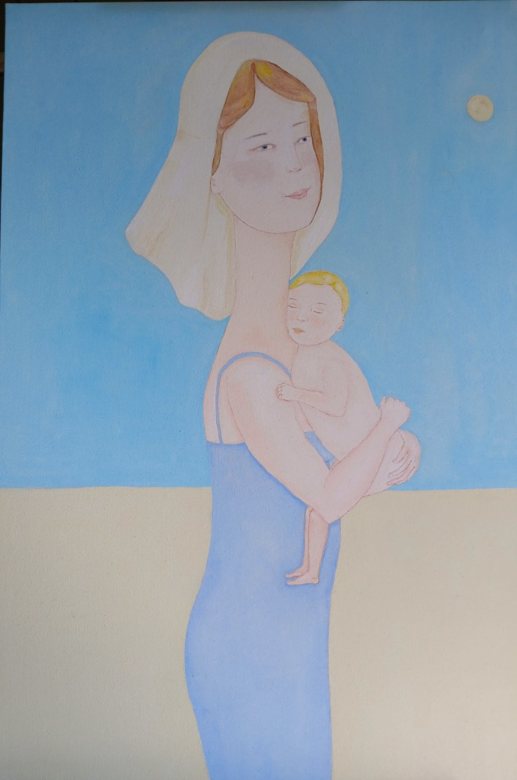 Young mother and her child on Andromeda Galaxy