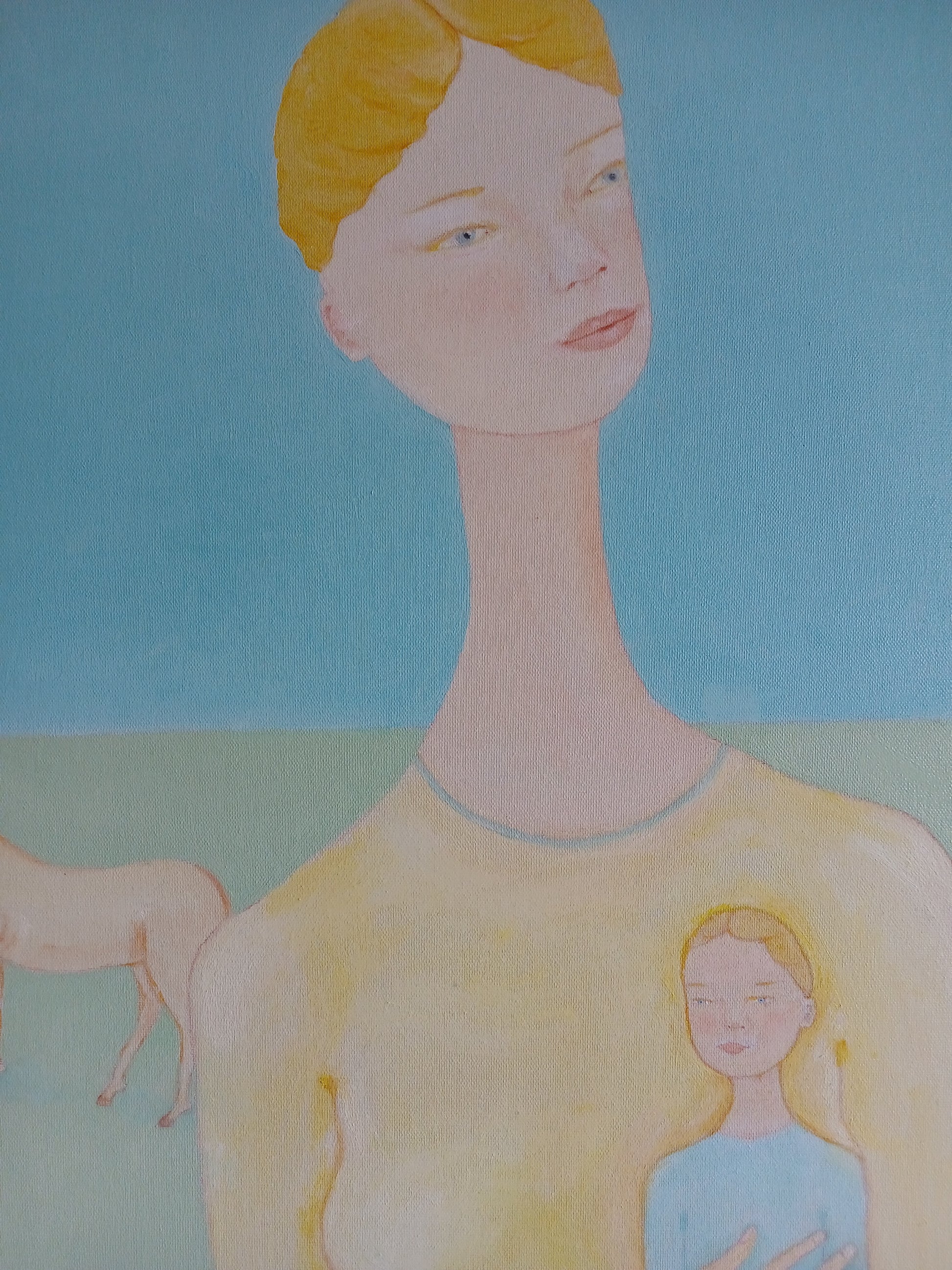 Mother with her child and horse