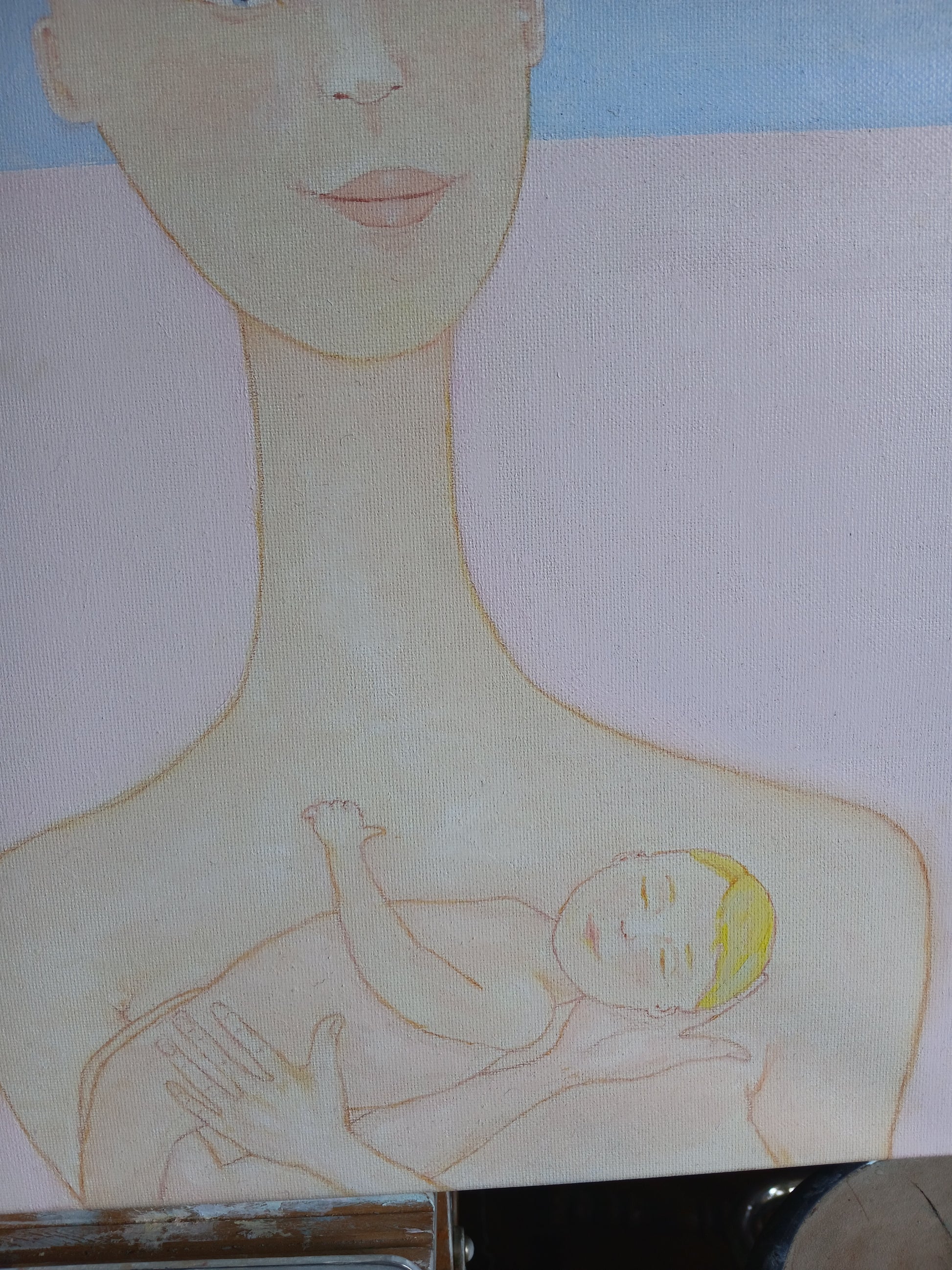 Ayu with her newborn and other mothers