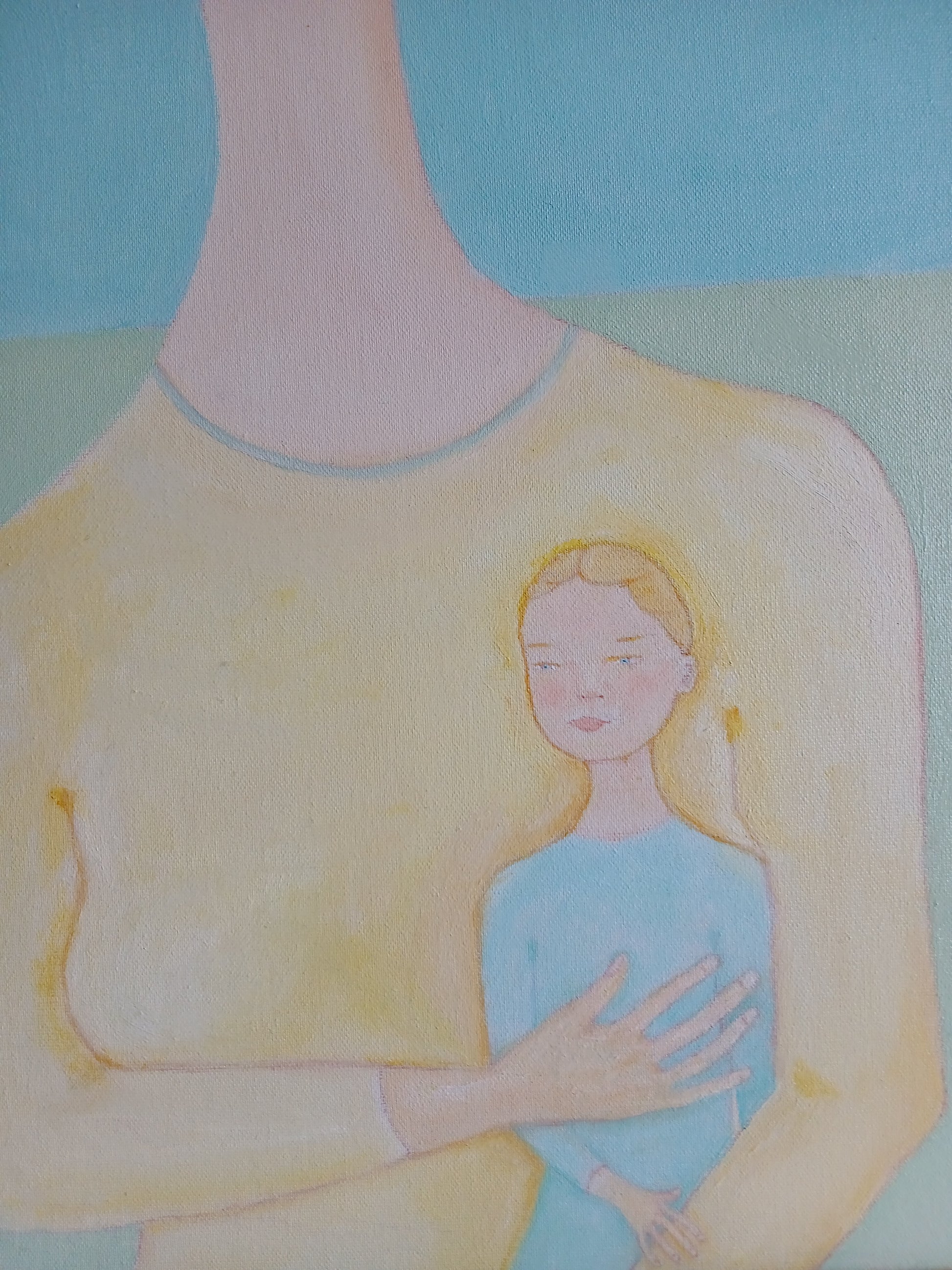 Mother with her child and horse